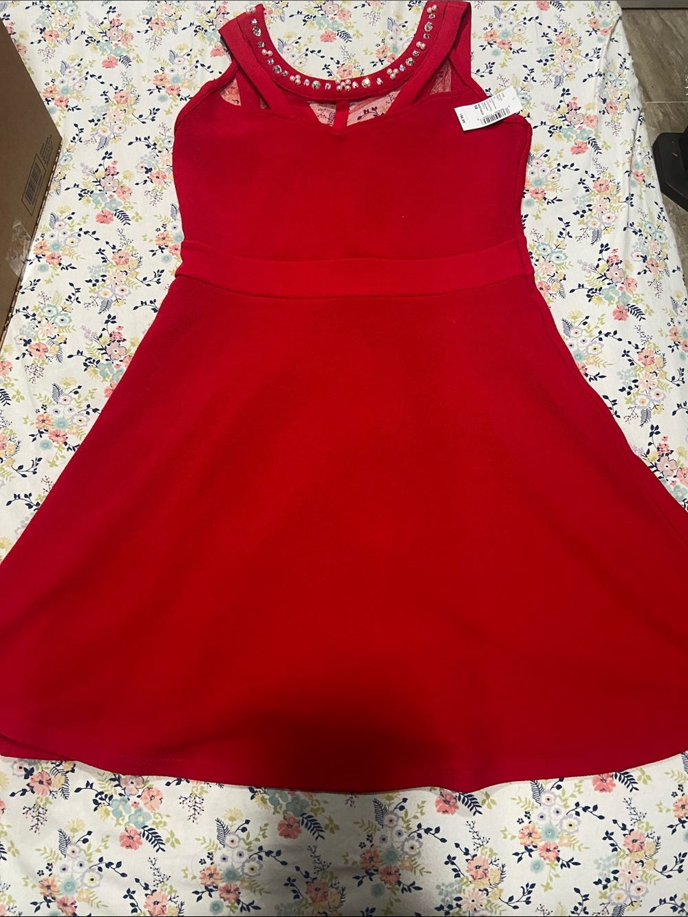The Children's Place Red Jewel-Trim Fit & Flare Party Dress